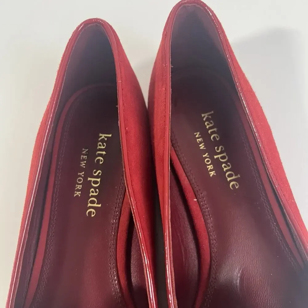 Kate Spade New York Womens Suede Tassel Pointed Toe Loafers Red Size 8 B